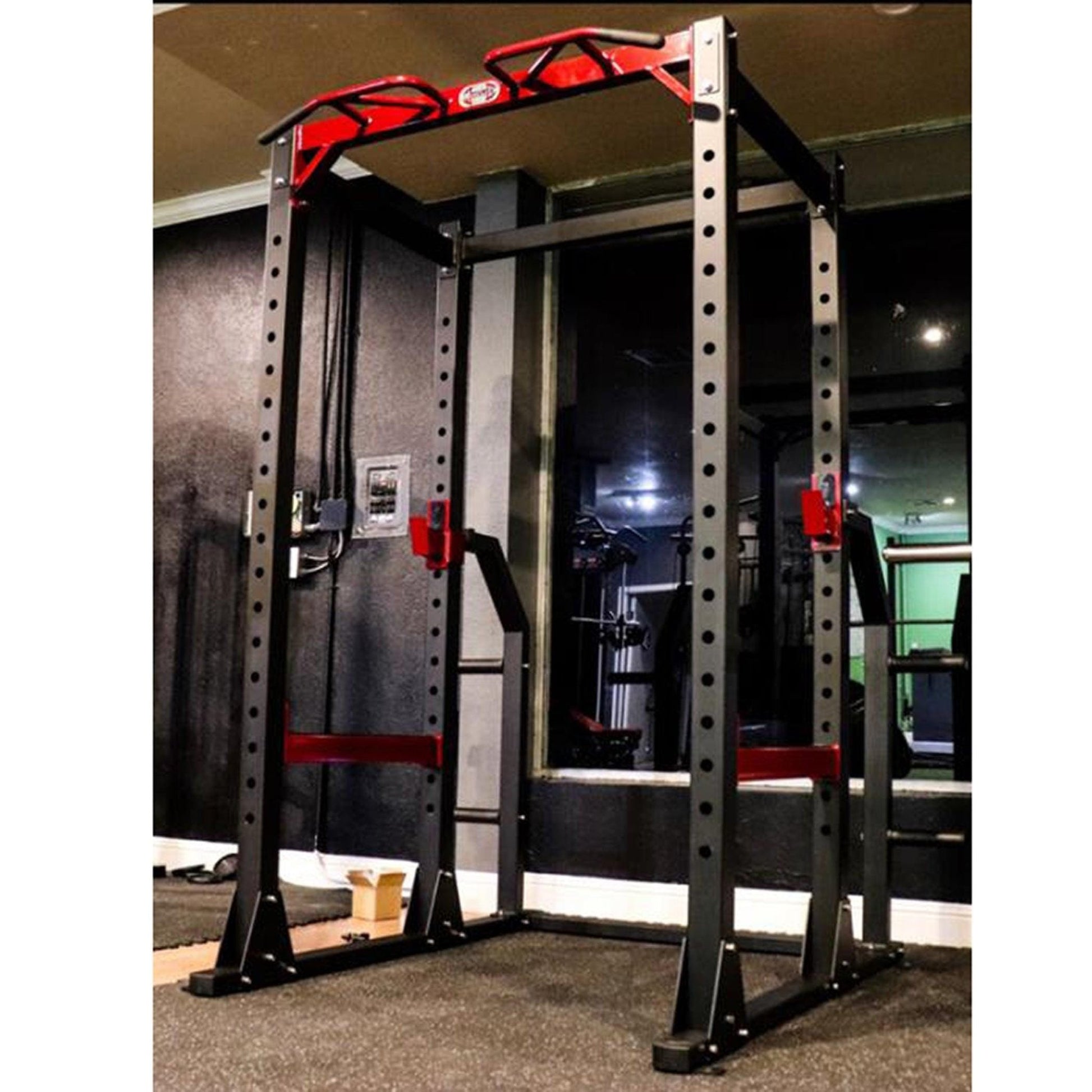 Compact Power Cage Complete Weight Set - Muscle D Fitness - Adjustable Squat Rack - Gym Storage - Chin up Bar Home Gym - Grit Grind Strength