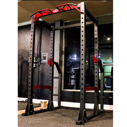 Compact Power Cage Complete Weight Set - Muscle D Fitness - Adjustable Squat Rack - Gym Storage - Chin up Bar Home Gym - Grit Grind Strength