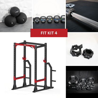 Compact Power Cage Complete Weight Set - Muscle D Fitness - Adjustable Squat Rack - Gym Storage - Chin up Bar Home Gym - Grit Grind Strength
