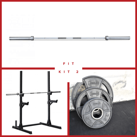 Compact Squat Stand Fitness Package - Muscle D - Vertical Bar Storage - Grit Grind Strength