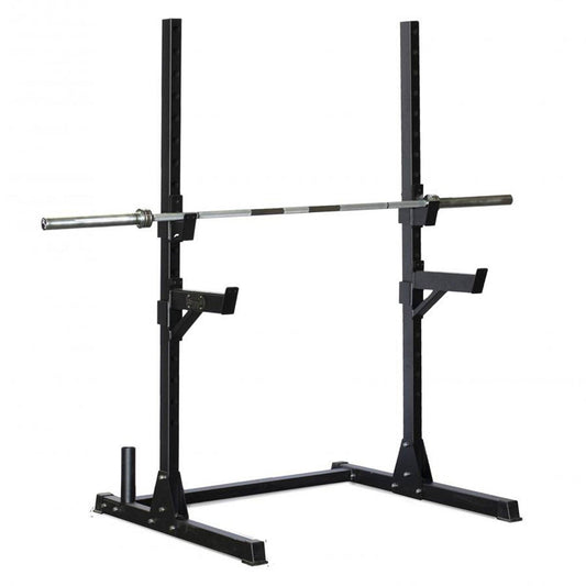 Compact Squat Stand - Muscle D Fitness - Adjustable Safety Guards - Vertical Bar Storage - Home Gym - Grit Grind Strength