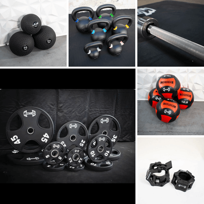 Complete Strength Training Kit - Hard Chrome Bar - Weight Plates - Home Gym - Grit Grind Strength
