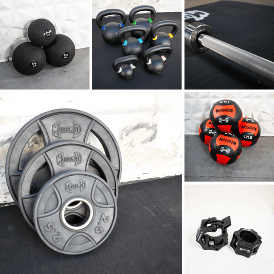 Complete Strength Training Kit - Stainless Steel Bushing - Olympic Bar Weight Plates - Home Gym - Grit Grind Strength