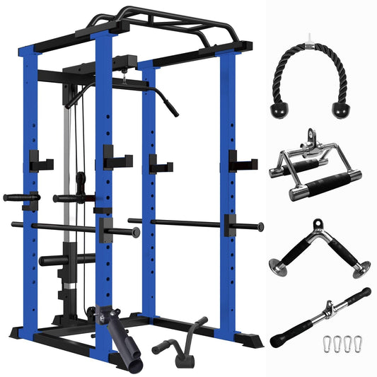 Core Sports & Fitness Power Cage | 1000 lb Heavy - Duty Home Gym Rack - Blue - Grit Grind Strength