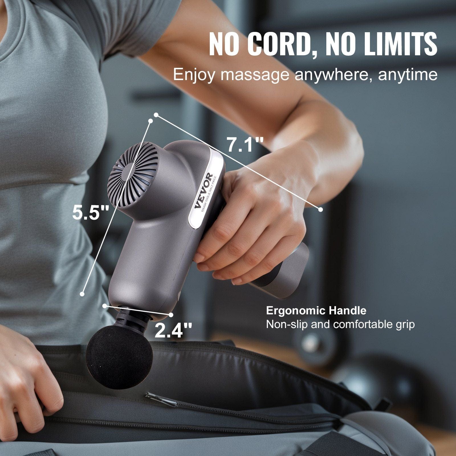 Core Sports & Fitness X-shaped / 3200rpm Massage Gun Deep Tissue, Percussion Muscle Massager for Athletes - with 5 Speed Levels & 6 Massage Heads, 7.4V 2500mAh Batteries, Handheld Electric Massage Gun for Pain Relief, Muscle Relaxation