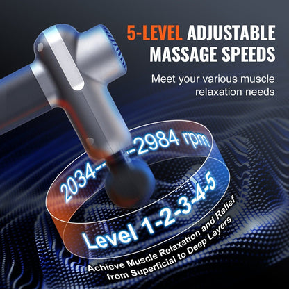 Core Sports & Fitness X-shaped / 3200rpm Massage Gun Deep Tissue, Percussion Muscle Massager for Athletes - with 5 Speed Levels & 6 Massage Heads, 7.4V 2500mAh Batteries, Handheld Electric Massage Gun for Pain Relief, Muscle Relaxation