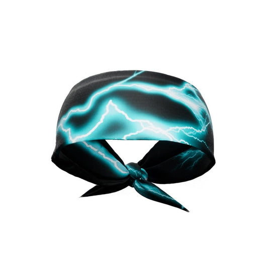 Cyan Lightning Tie Headband - Grit Grind Strength