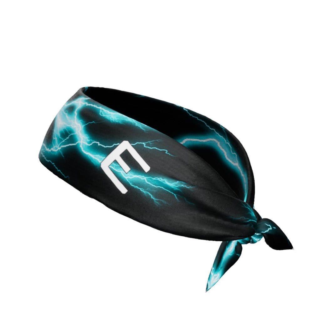 Cyan Lightning Tie Headband - Grit Grind Strength