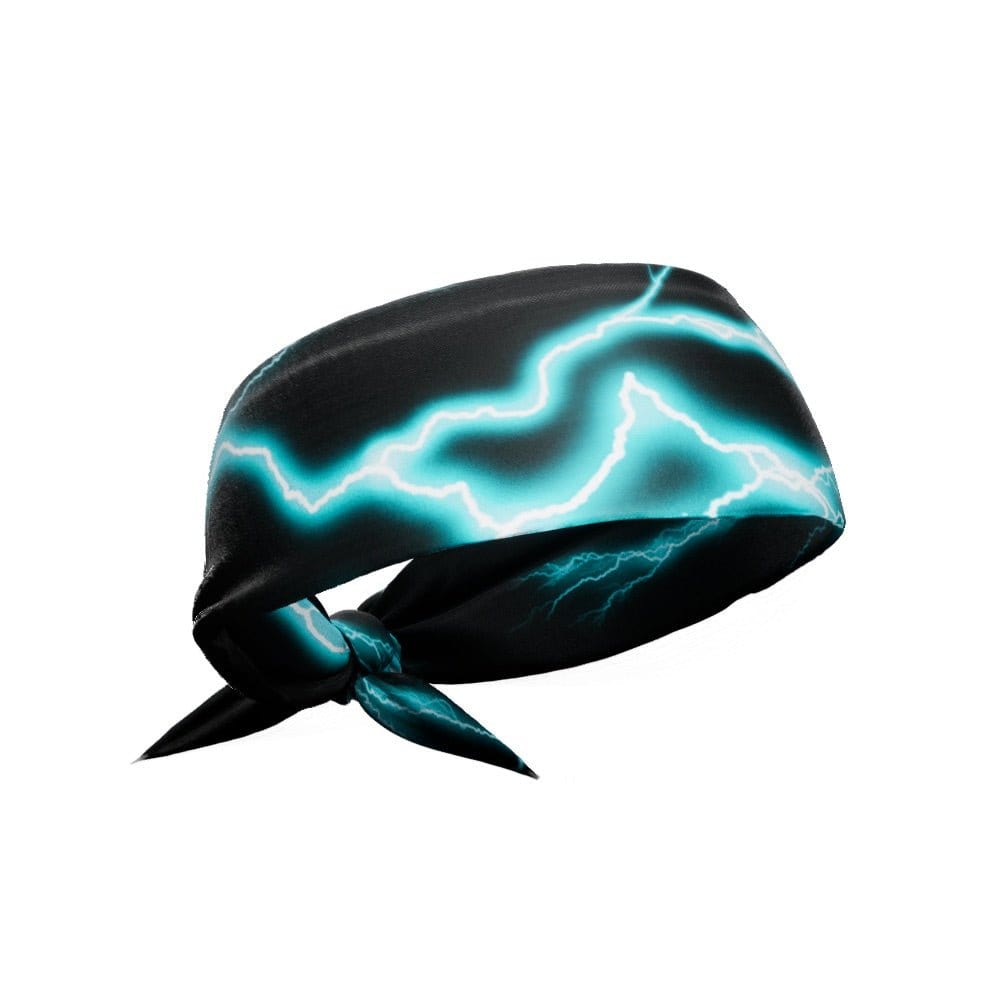 Cyan Lightning Tie Headband - Grit Grind Strength