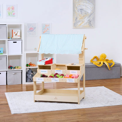 Cypress Wooden Market Stand – Pretend Play Shop for Kids with Storage - Grit Grind Strength