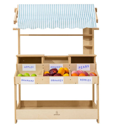 Cypress Wooden Market Stand – Pretend Play Shop for Kids with Storage - Grit Grind Strength