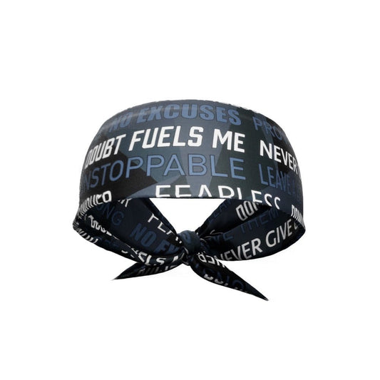 Dark Motivational Tie Headband - Grit Grind Strength