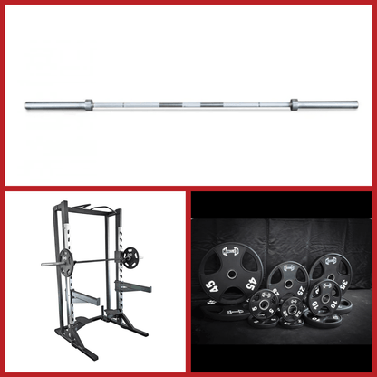Deluxe Half Rack Complete Weight Set - Muscle D Fitness - Heavy Duty - Adjustable Safety Bars - Pull Up - Vertical Olympic Bar Storage - Grit Grind Strength