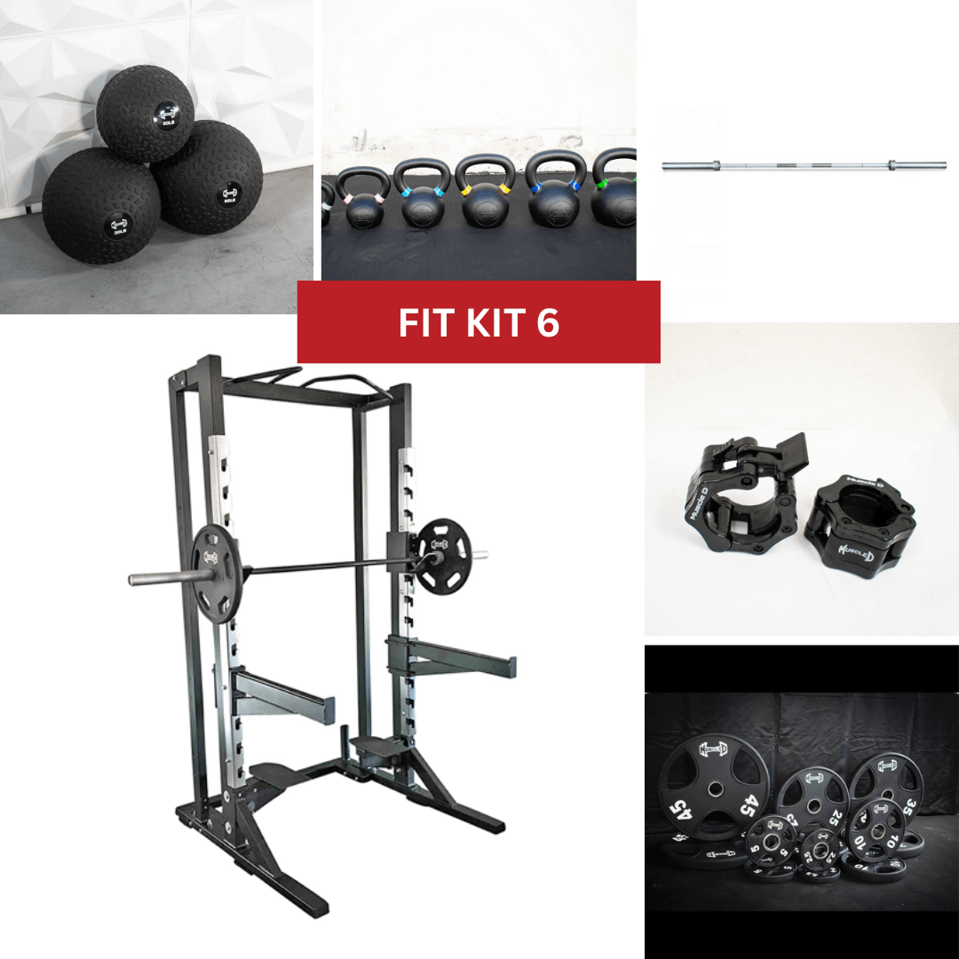Deluxe Half Rack Complete Weight Set - Muscle D Fitness - Heavy Duty - Adjustable Safety Bars - Pull Up - Vertical Olympic Bar Storage - Grit Grind Strength