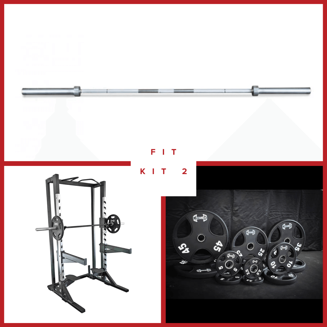 Deluxe Half Rack Complete Weight Set - Muscle D Fitness - Heavy Duty - Adjustable Safety Bars - Pull Up - Vertical Olympic Bar Storage - Grit Grind Strength