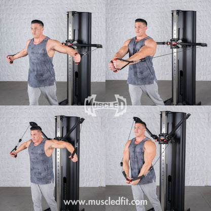 Dual Adjustable Functional Trainer | Muscle D Fitness Full - Body Machine - Grit Grind Strength