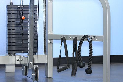 Dual Function High - Low Pulley Combo - Muscle D Fitness - Vertical Adjustable - Pin Selectorized - Handle Storage - Grit Grind Strength