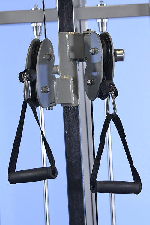 Dual Function High - Low Pulley Combo - Muscle D Fitness - Vertical Adjustable - Pin Selectorized - Handle Storage - Grit Grind Strength
