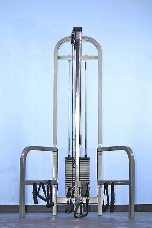 Dual Function High - Low Pulley Combo - Muscle D Fitness - Vertical Adjustable - Pin Selectorized - Handle Storage - Grit Grind Strength