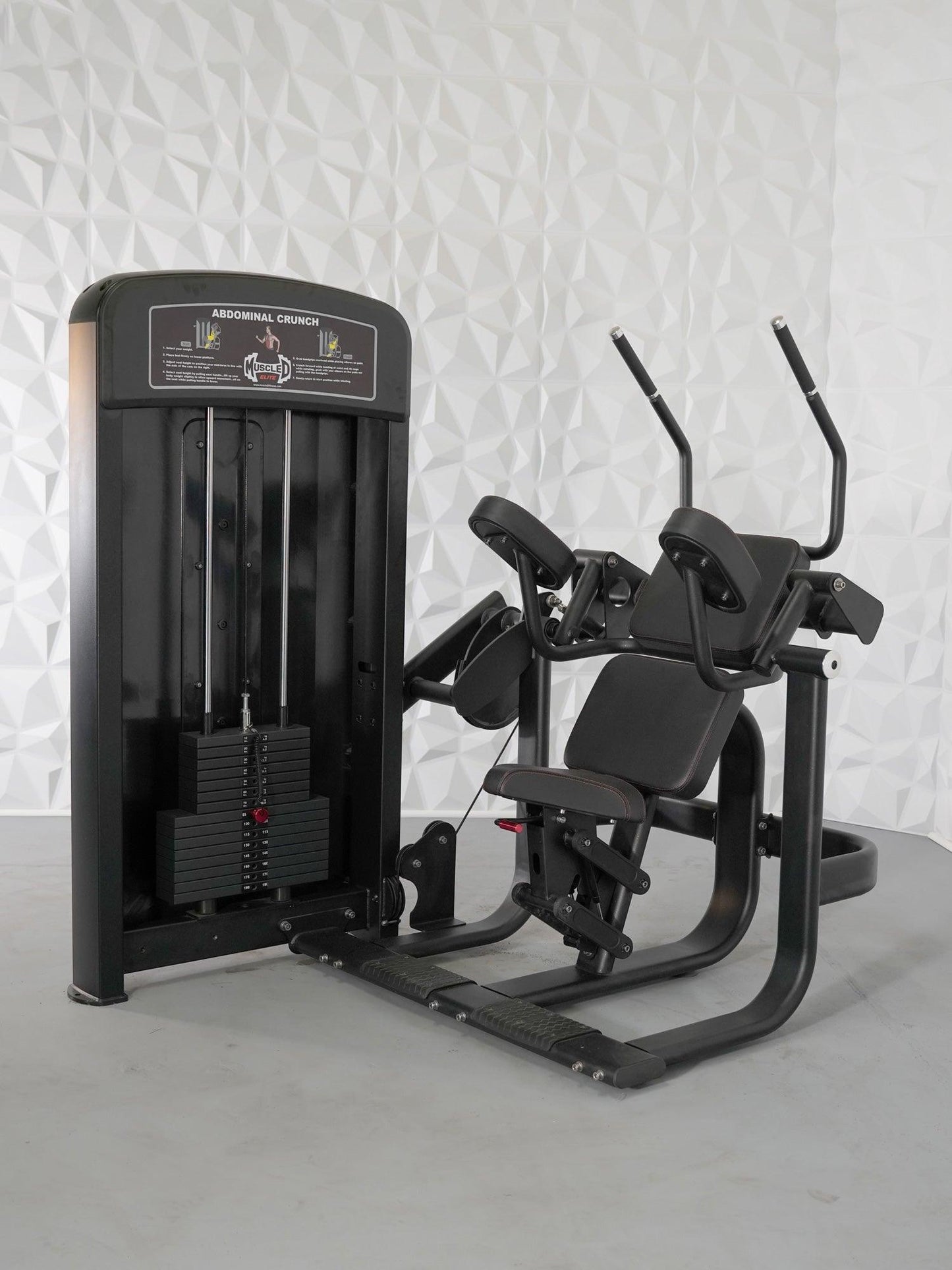 Elite Selectorized Ab Crunch Machine - Muscle D Fitness - Commercial Grade - Adjustable Seat - Pin Selectorized - Abdominal Workout - Grit Grind Strength