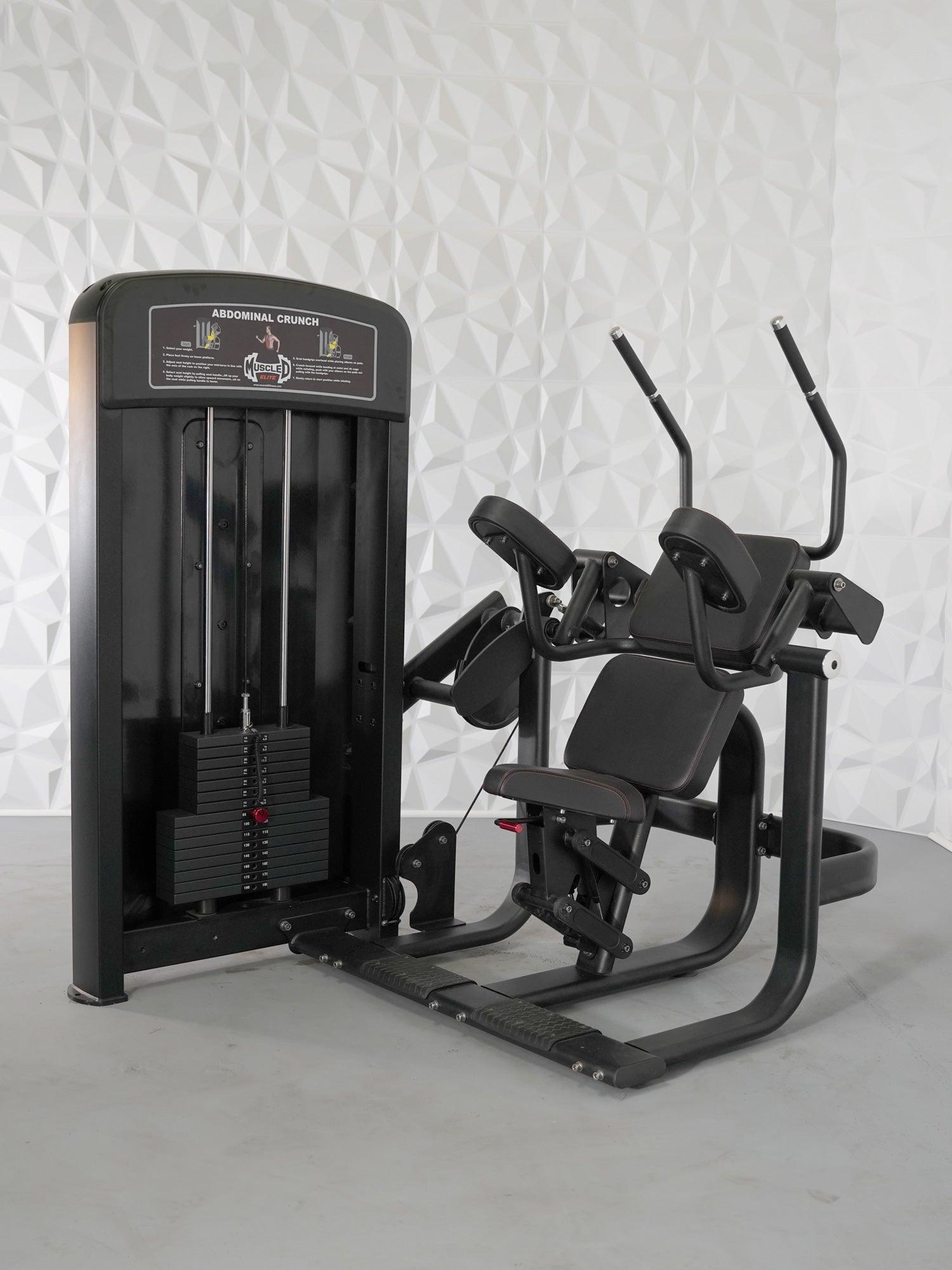 Elite Selectorized Ab Crunch Machine - Muscle D Fitness - Commercial Grade - Adjustable Seat - Pin Selectorized - Abdominal Workout - Grit Grind Strength
