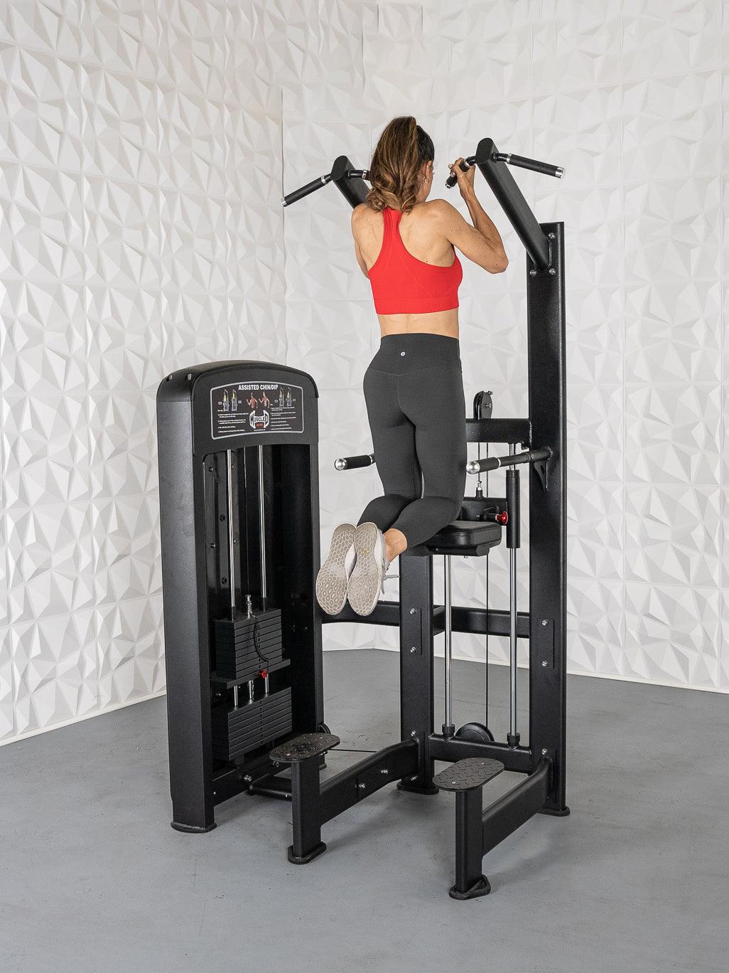 Elite Selectorized Assisted Chin/Dip - Muscle D Fitness - Commercial Grade - Adjustable - Pin Selectorized - Back & Shoulder Combo Machine - Grit Grind Strength
