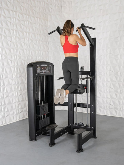 Elite Selectorized Assisted Chin/Dip - Muscle D Fitness - Commercial Grade - Adjustable - Pin Selectorized - Back & Shoulder Combo Machine - Grit Grind Strength