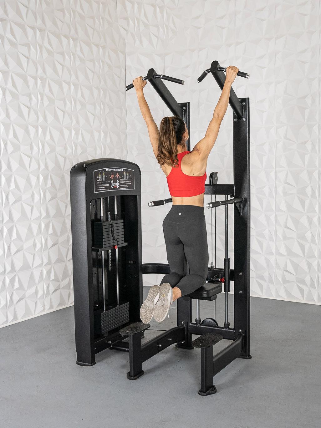 Elite Selectorized Assisted Chin/Dip - Muscle D Fitness - Commercial Grade - Adjustable - Pin Selectorized - Back & Shoulder Combo Machine - Grit Grind Strength