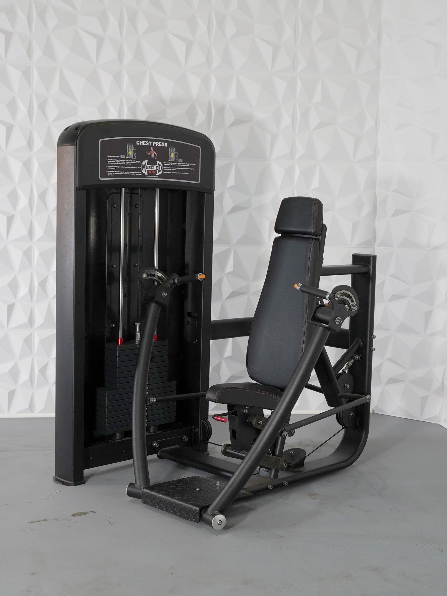 Elite Selectorized Chest Press - Muscle D Fitness - Commercial Grade - Adjustable Seat - Pin Selectorized - Grit Grind Strength