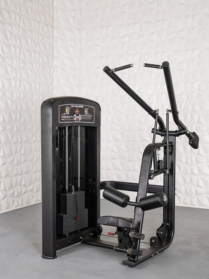 Elite Selectorized Lat Pulldown - Muscle D Fitness - Commercial Adjustable Seated Pin Selectorized Lat Pull - Down - Grit Grind Strength
