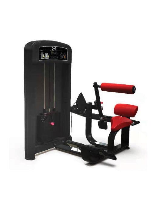 Elite Selectorized Low Back Extension - Muscle D Fitness - Commercial Adjustable Seated Pin Selectorized Low Back Extension - Grit Grind Strength