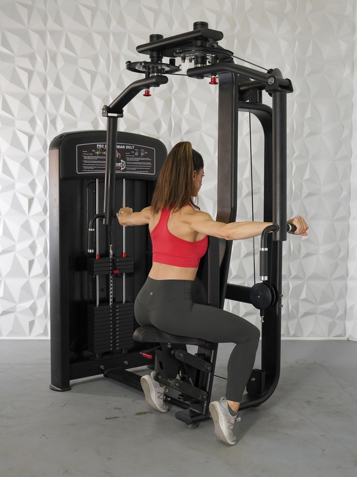 Elite Selectorized Pec Deck/Rear Delt - Muscle D Fitness - Commercial - Adjustable Seat - Pin Selectorized Chest / Back Combo - Grit Grind Strength