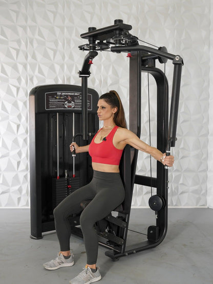 Elite Selectorized Pec Deck/Rear Delt - Muscle D Fitness - Commercial - Adjustable Seat - Pin Selectorized Chest / Back Combo - Grit Grind Strength