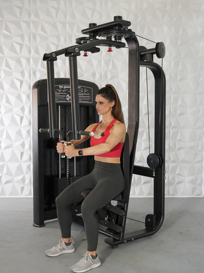Elite Selectorized Pec Deck/Rear Delt - Muscle D Fitness - Commercial - Adjustable Seat - Pin Selectorized Chest / Back Combo - Grit Grind Strength