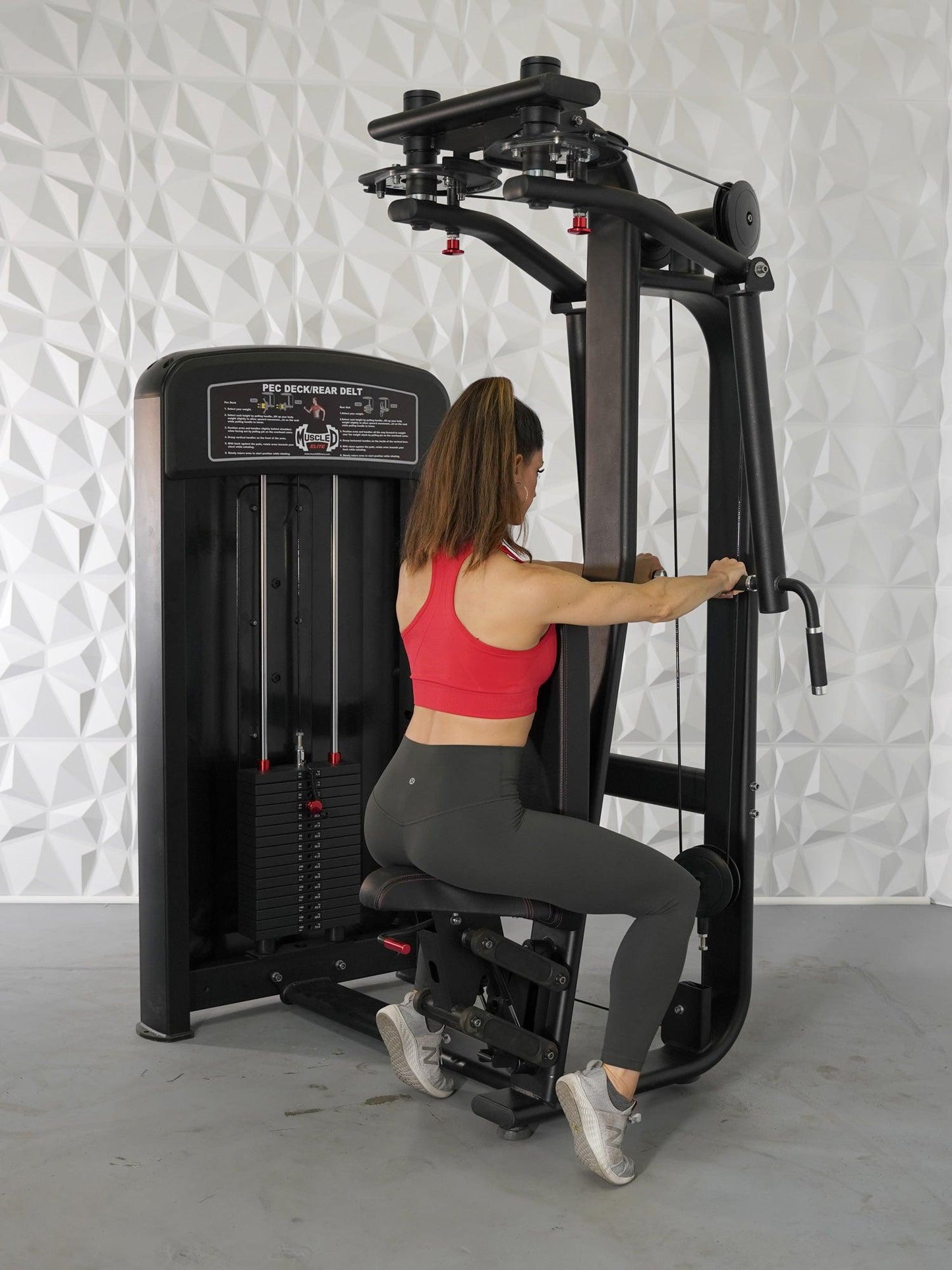 Elite Selectorized Pec Deck/Rear Delt - Muscle D Fitness - Commercial - Adjustable Seat - Pin Selectorized Chest / Back Combo - Grit Grind Strength