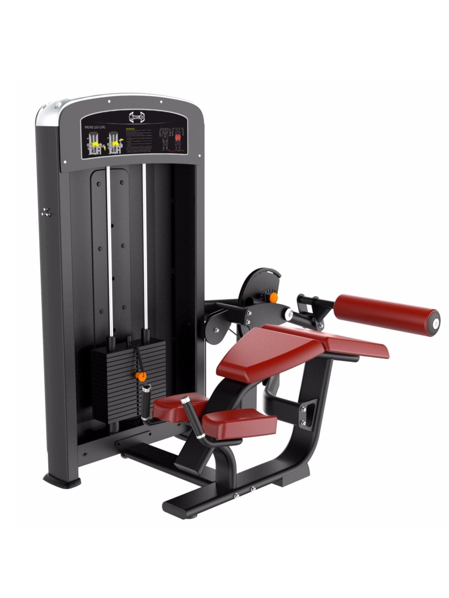 Elite Selectorized Prone Leg Curl - Muscle D Fitness - Commercial Grade - Adjustable Seat - Pin Selectorized - Grit Grind Strength