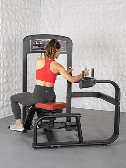 Elite Selectorized Rotary Torso - Muscle D Fitness - Commercial - Adjustable Seat - Pin Selectorized Stack - Oblique Trainer - Grit Grind Strength