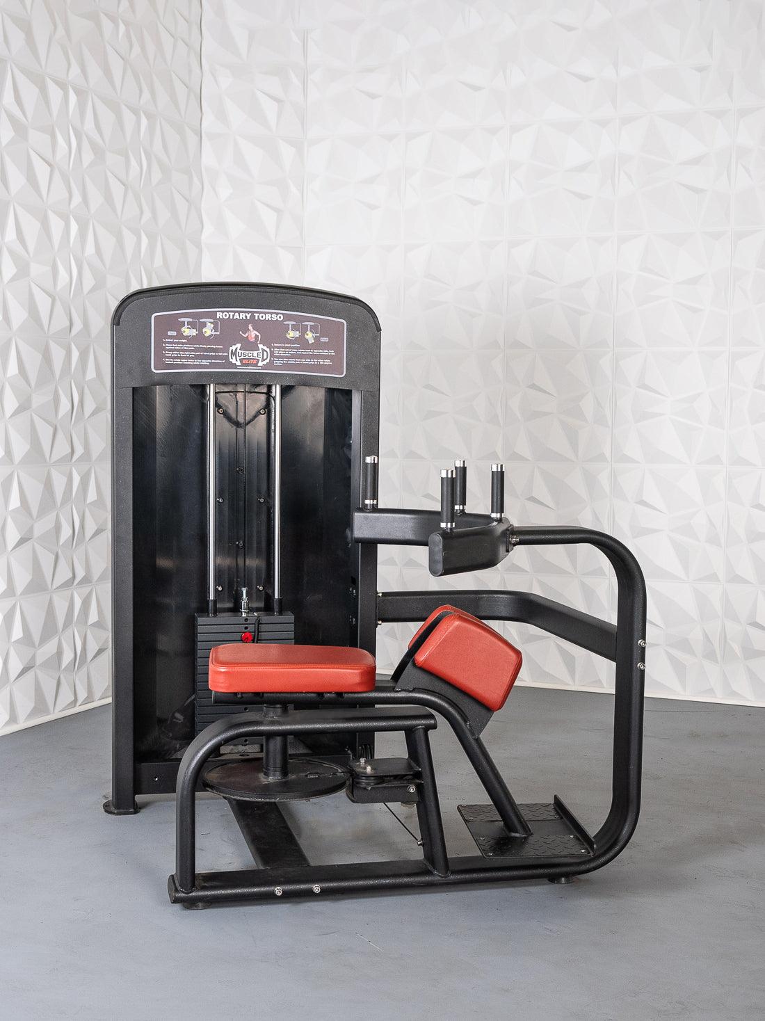 Elite Selectorized Rotary Torso - Muscle D Fitness - Commercial - Adjustable Seat - Pin Selectorized Stack - Oblique Trainer - Grit Grind Strength