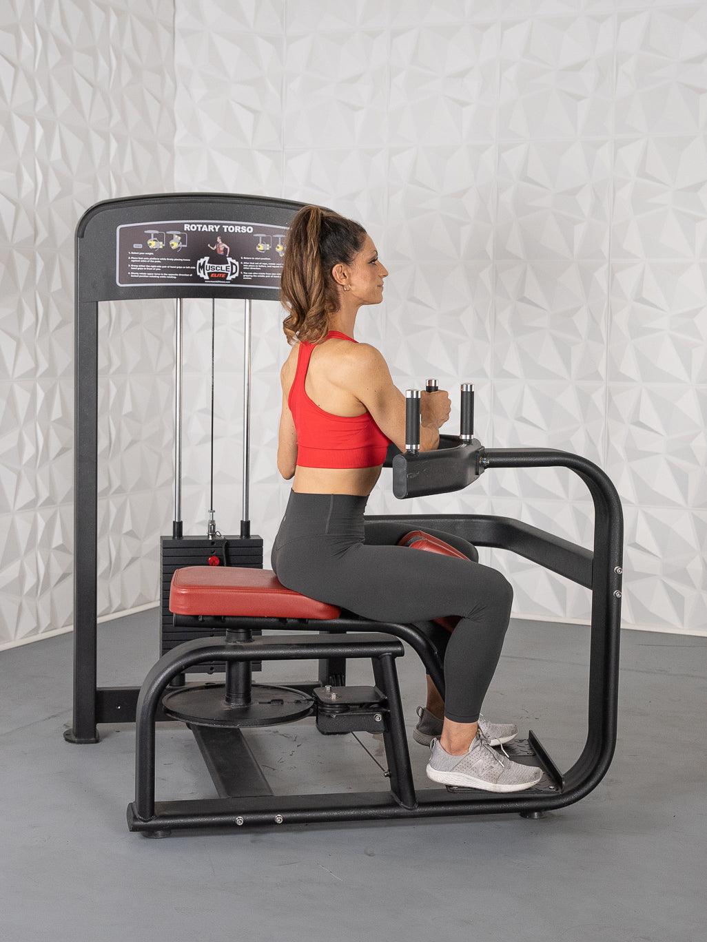 Elite Selectorized Rotary Torso - Muscle D Fitness - Commercial - Adjustable Seat - Pin Selectorized Stack - Oblique Trainer - Grit Grind Strength