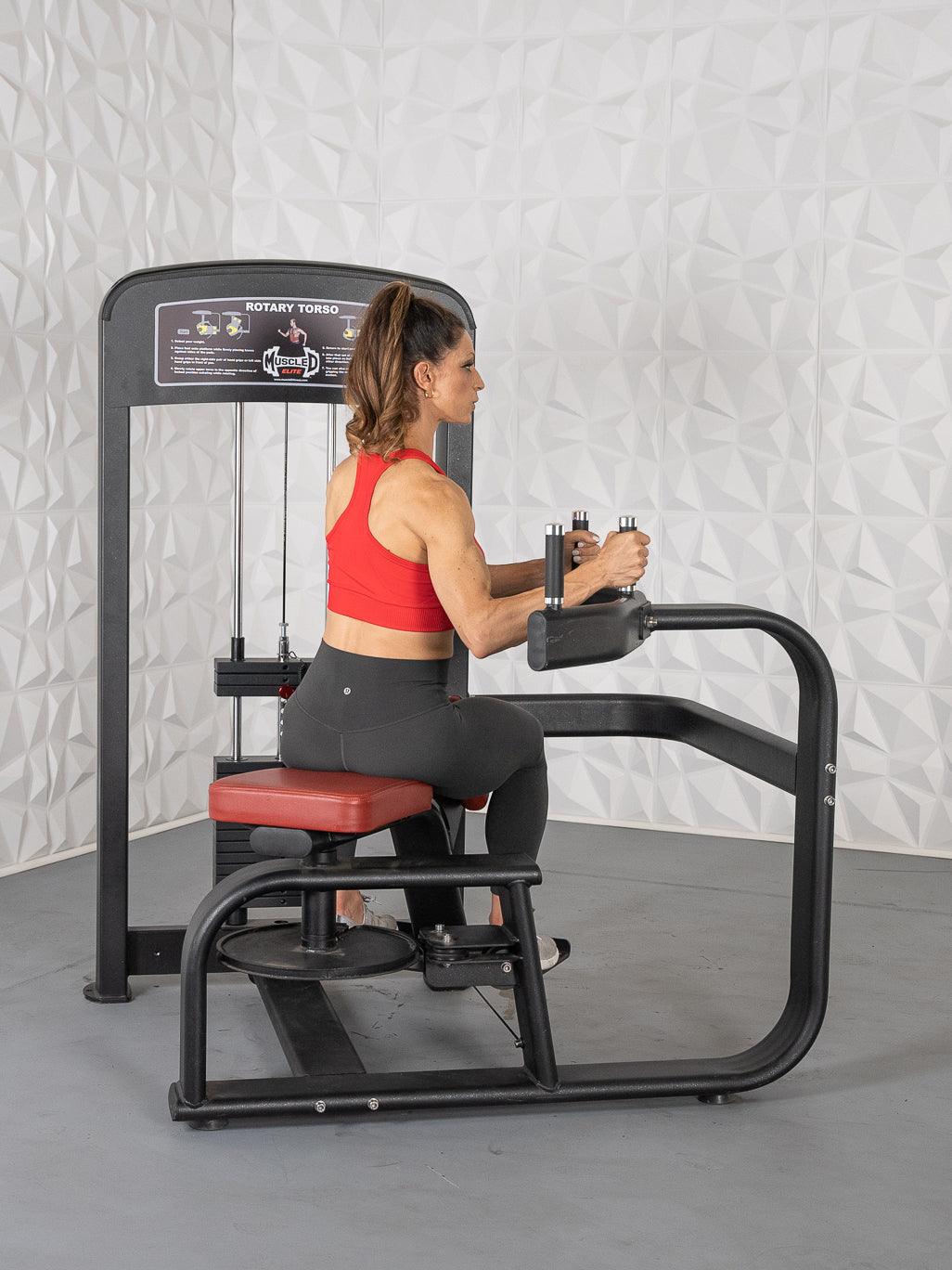 Elite Selectorized Rotary Torso - Muscle D Fitness - Commercial - Adjustable Seat - Pin Selectorized Stack - Oblique Trainer - Grit Grind Strength