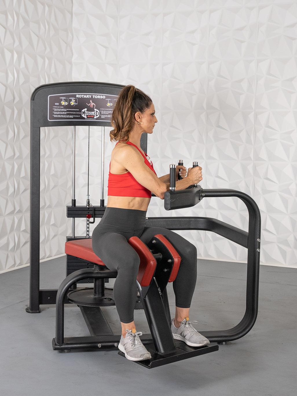 Elite Selectorized Rotary Torso - Muscle D Fitness - Commercial - Adjustable Seat - Pin Selectorized Stack - Oblique Trainer - Grit Grind Strength