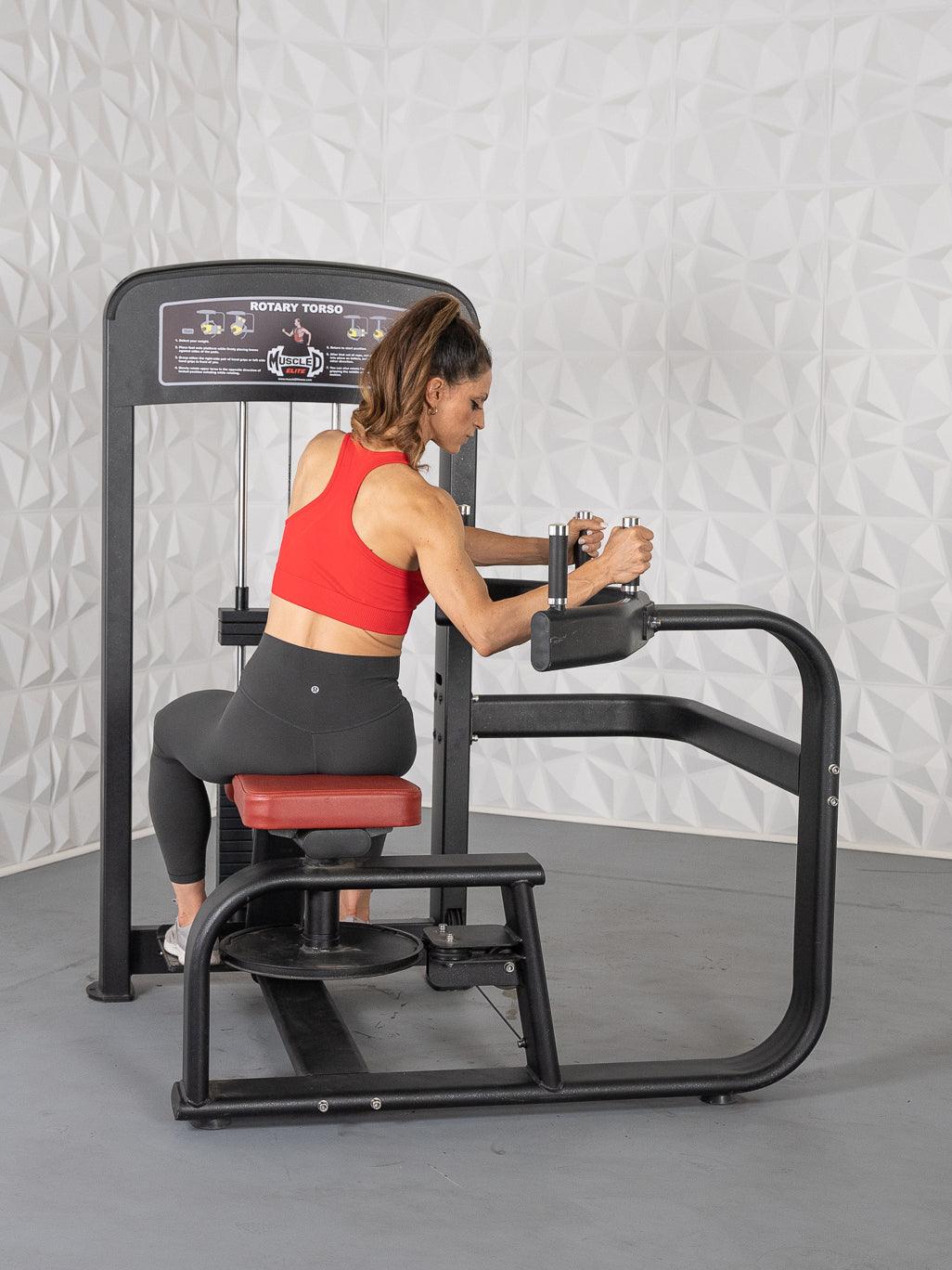 Elite Selectorized Rotary Torso - Muscle D Fitness - Commercial - Adjustable Seat - Pin Selectorized Stack - Oblique Trainer - Grit Grind Strength