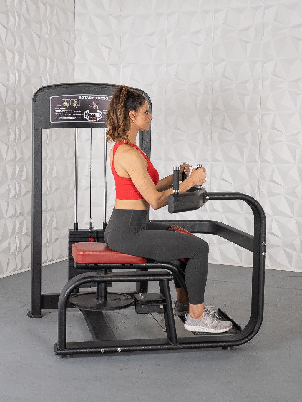 Elite Selectorized Rotary Torso - Muscle D Fitness - Commercial - Adjustable Seat - Pin Selectorized Stack - Oblique Trainer - Grit Grind Strength