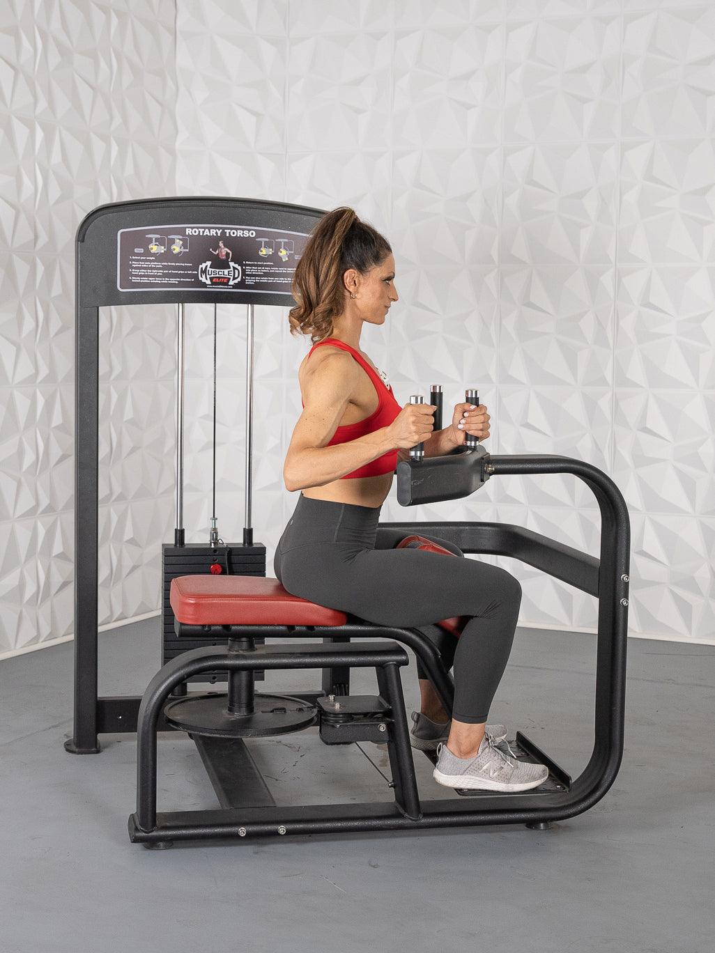 Elite Selectorized Rotary Torso - Muscle D Fitness - Commercial - Adjustable Seat - Pin Selectorized Stack - Oblique Trainer - Grit Grind Strength