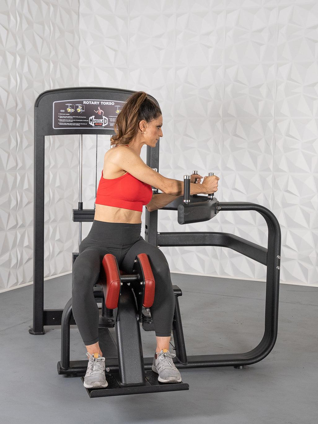 Elite Selectorized Rotary Torso - Muscle D Fitness - Commercial - Adjustable Seat - Pin Selectorized Stack - Oblique Trainer - Grit Grind Strength
