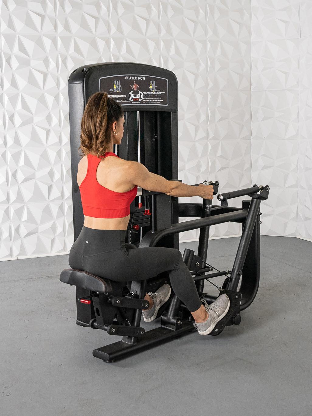 Elite Selectorized Seated Row - Muscle D Fitness - Commercial Adjustable Seated Pin Selectorized Rear Delt Workout - Grit Grind Strength