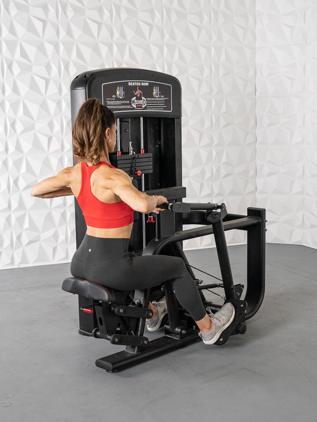 Elite Selectorized Seated Row - Muscle D Fitness - Commercial Adjustable Seated Pin Selectorized Rear Delt Workout - Grit Grind Strength