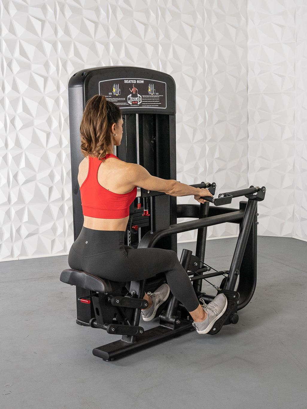 Elite Selectorized Seated Row - Muscle D Fitness - Commercial Adjustable Seated Pin Selectorized Rear Delt Workout - Grit Grind Strength