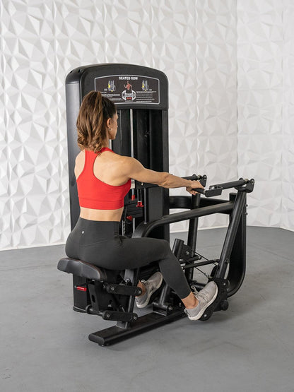 Elite Selectorized Seated Row - Muscle D Fitness - Commercial Adjustable Seated Pin Selectorized Rear Delt Workout - Grit Grind Strength