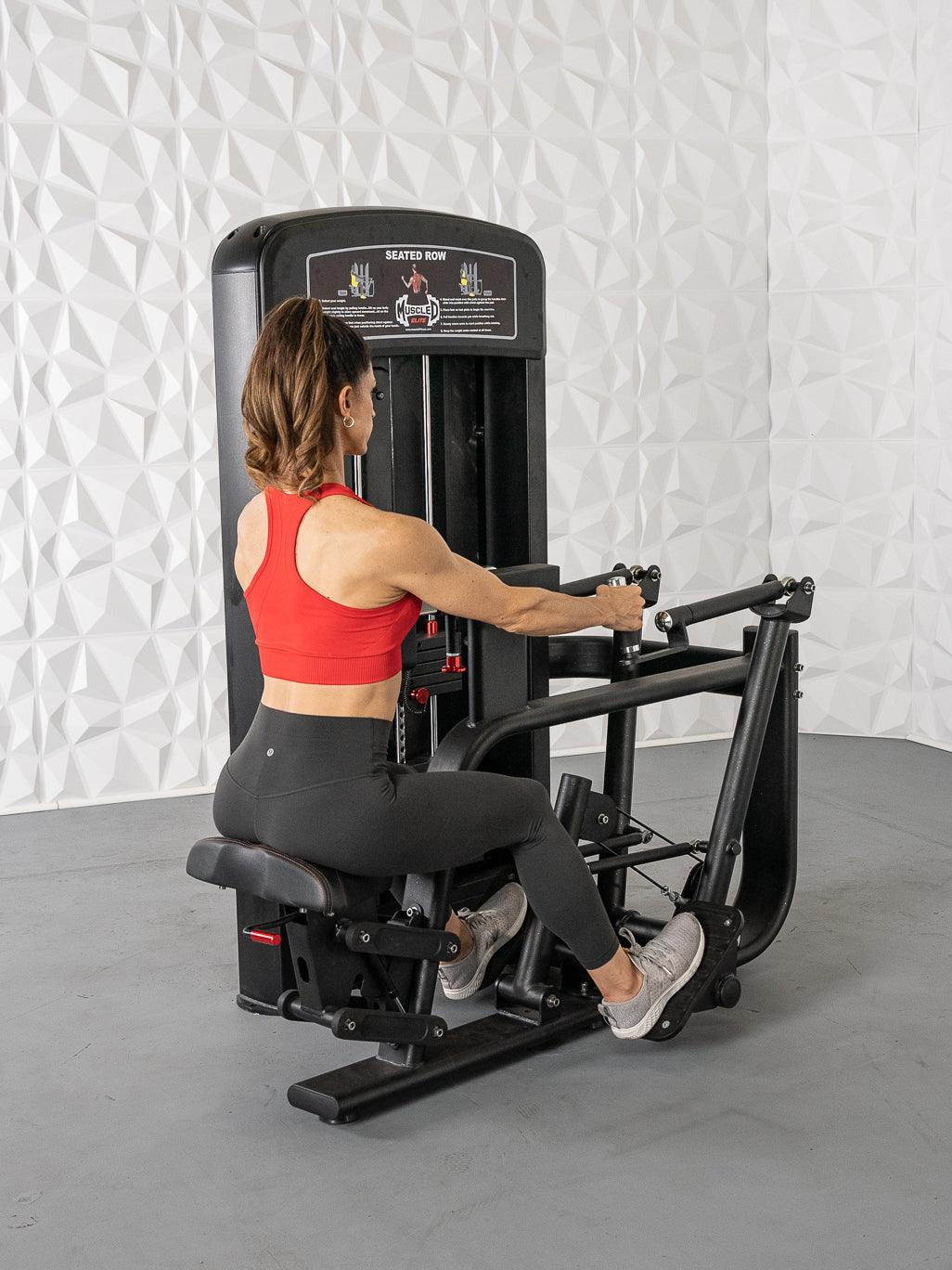 Elite Selectorized Seated Row - Muscle D Fitness - Commercial Adjustable Seated Pin Selectorized Rear Delt Workout - Grit Grind Strength
